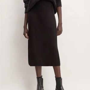 Everlane organic cotton Black Ribbed Pencil Skirt